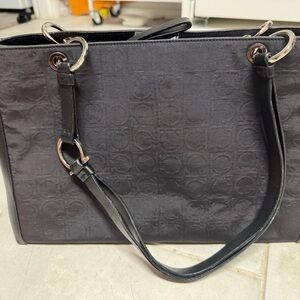 Salvatore Ferragamo Black Textured Tote